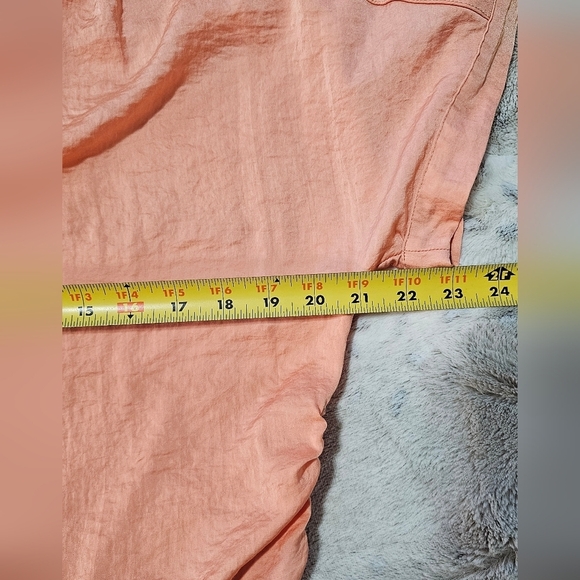 Chicos Peach V-Neck Silky Short Sleeve Blouse - Picture 8 of 16